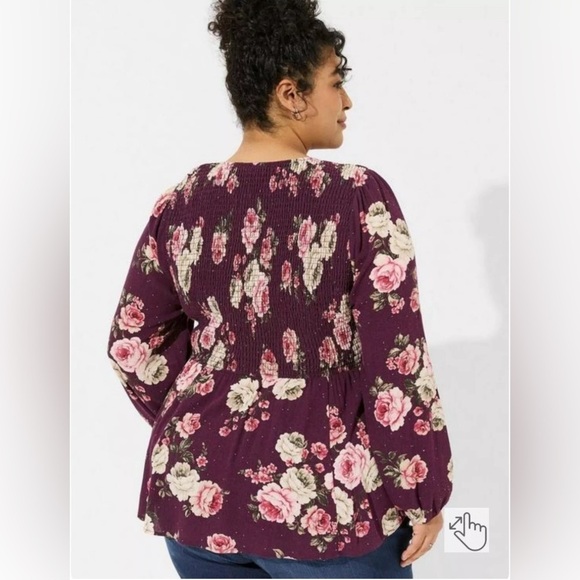 Torrid Crinkle Gauze Floral Babydoll Tunic Top 2X Boho NWT - Picture 2 of 12